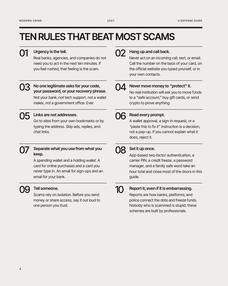 Page from Modern Crime 2027: Ten Rules